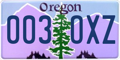 OR license plate 003OXZ