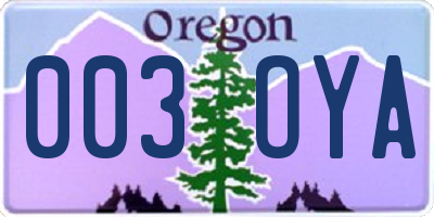 OR license plate 003OYA
