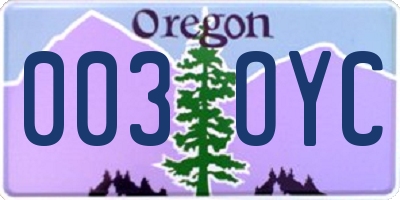 OR license plate 003OYC