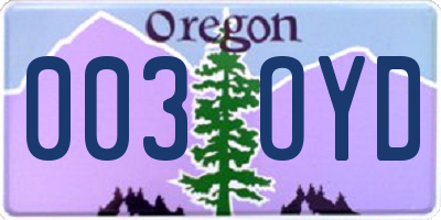 OR license plate 003OYD