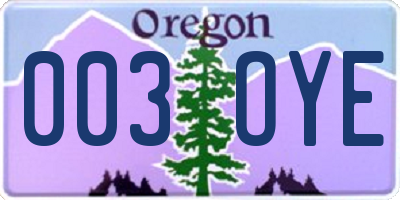 OR license plate 003OYE