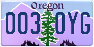 OR license plate 003OYG