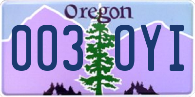 OR license plate 003OYI