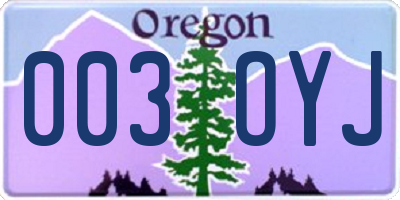 OR license plate 003OYJ