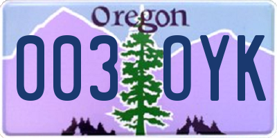OR license plate 003OYK