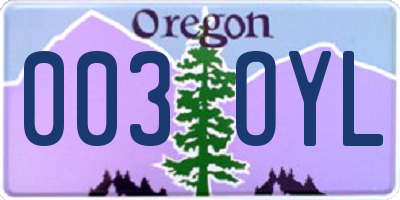 OR license plate 003OYL