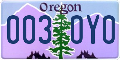 OR license plate 003OYO