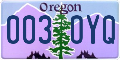 OR license plate 003OYQ