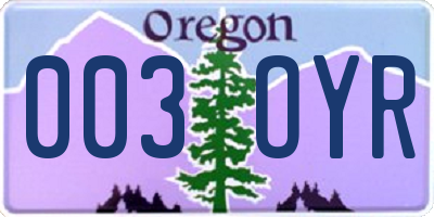 OR license plate 003OYR