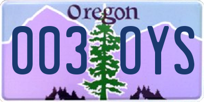 OR license plate 003OYS