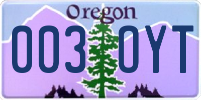 OR license plate 003OYT