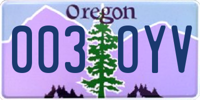 OR license plate 003OYV