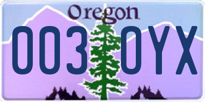 OR license plate 003OYX