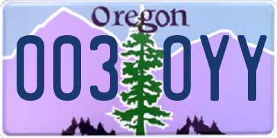 OR license plate 003OYY