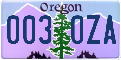 OR license plate 003OZA