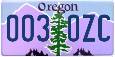 OR license plate 003OZC