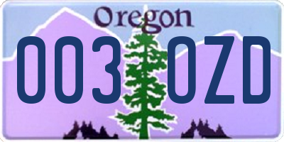 OR license plate 003OZD
