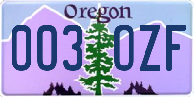 OR license plate 003OZF