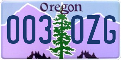 OR license plate 003OZG