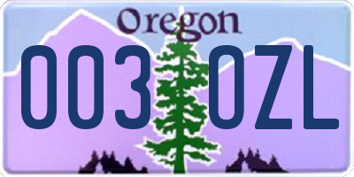 OR license plate 003OZL