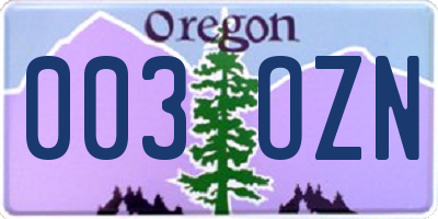 OR license plate 003OZN