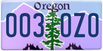 OR license plate 003OZO