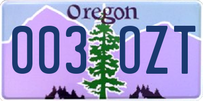 OR license plate 003OZT