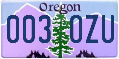 OR license plate 003OZU