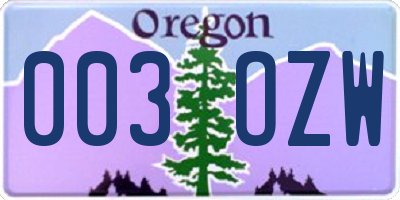 OR license plate 003OZW