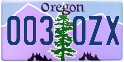 OR license plate 003OZX