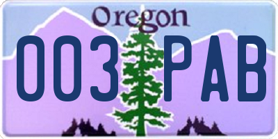 OR license plate 003PAB