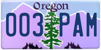 OR license plate 003PAM