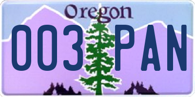 OR license plate 003PAN