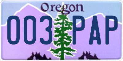 OR license plate 003PAP