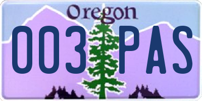 OR license plate 003PAS