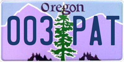 OR license plate 003PAT