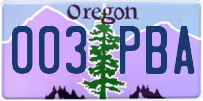 OR license plate 003PBA