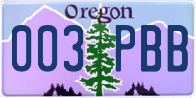OR license plate 003PBB