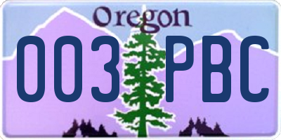 OR license plate 003PBC