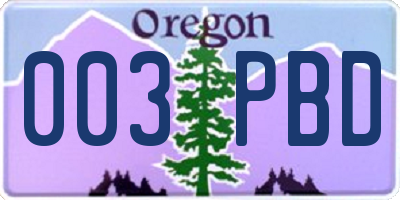 OR license plate 003PBD