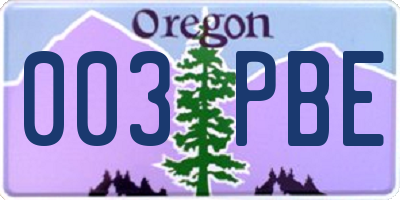 OR license plate 003PBE