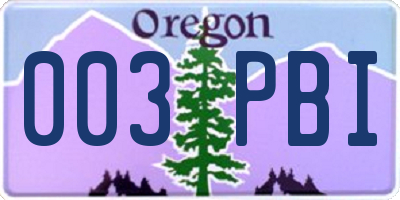 OR license plate 003PBI