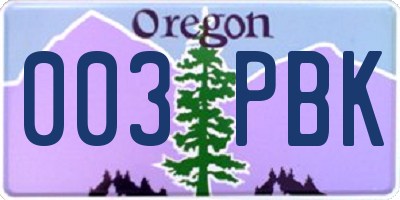 OR license plate 003PBK