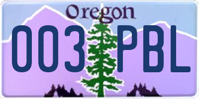 OR license plate 003PBL