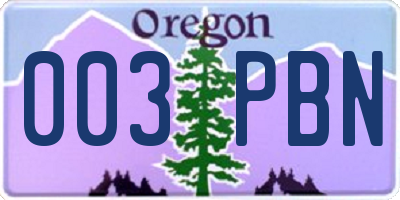 OR license plate 003PBN