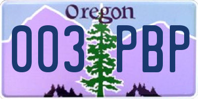 OR license plate 003PBP