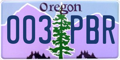 OR license plate 003PBR
