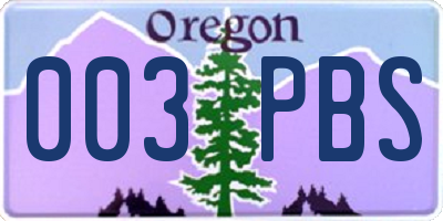 OR license plate 003PBS