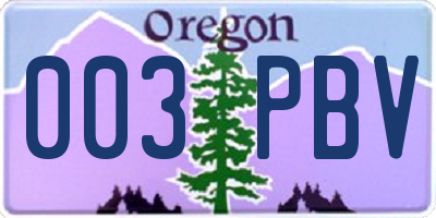 OR license plate 003PBV