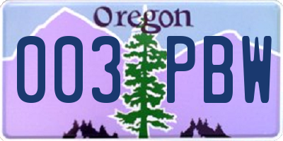 OR license plate 003PBW